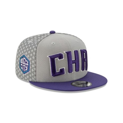 Grey Charlotte Hornets Hat - New Era NBA 2019 NBA Authentics City Series 9FIFTY Snapback Caps USA0193648